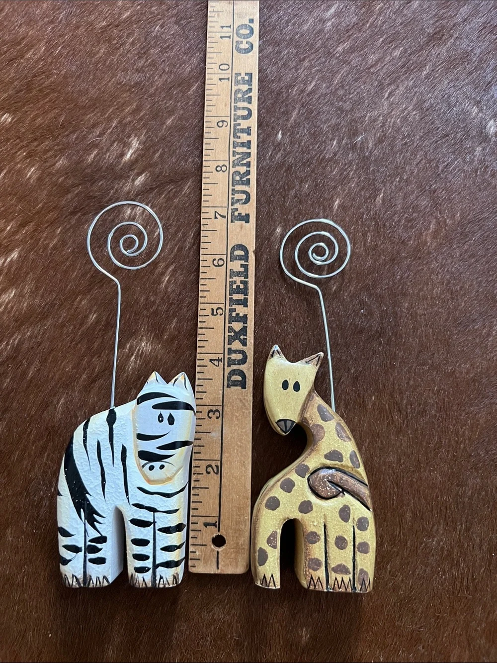Pier 1 Wild African Animal Wood Photo Memo Note Holders Zebra and Giraffe